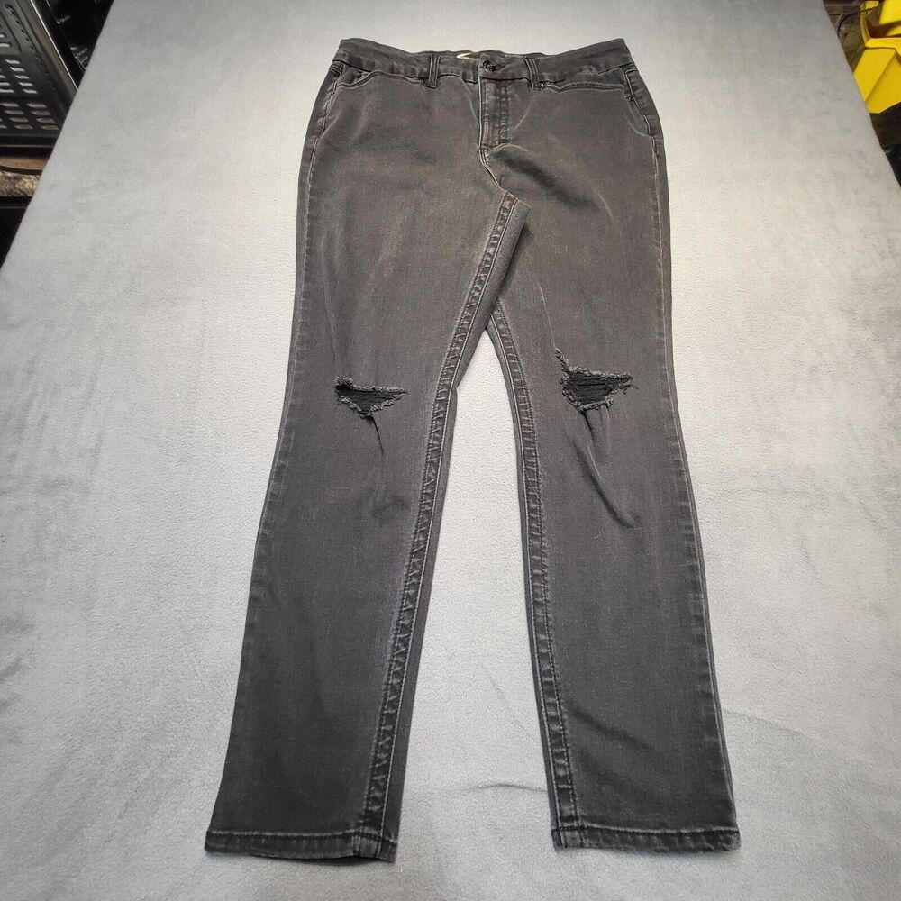 Seven7 Jeans Womens Size 16 Black High Rise Skinny Stretch Distressed Denim
